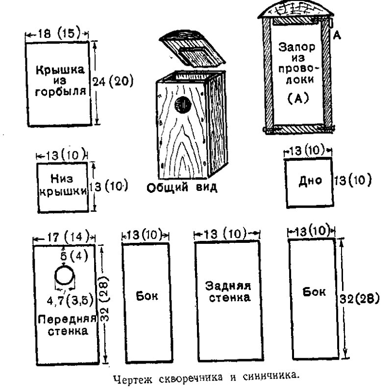 Скворечник чертеж и Размеры простые