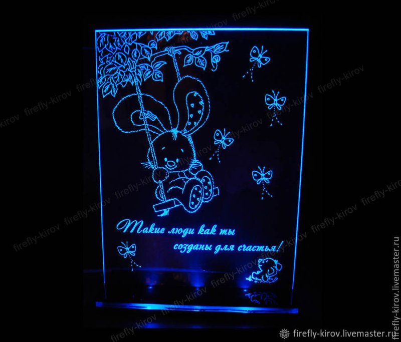 Гравировка на стекле с подсветкой