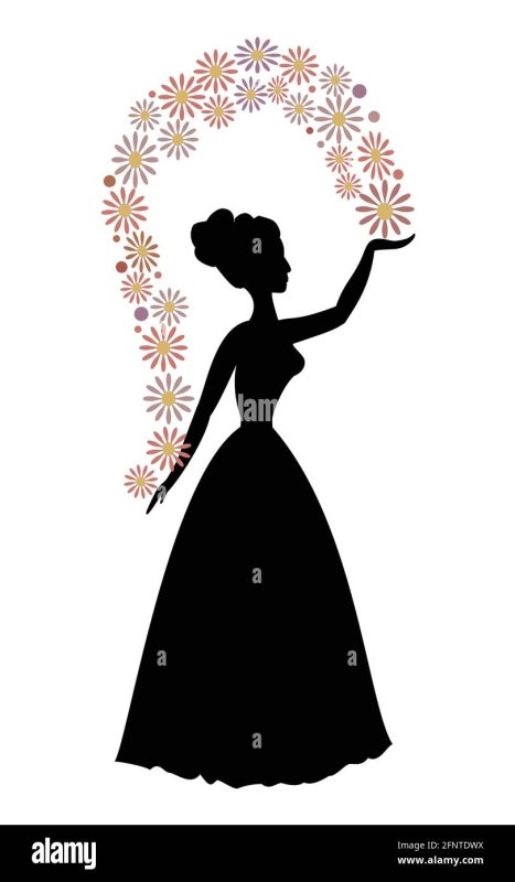 Силуэт девушки в длинном платье