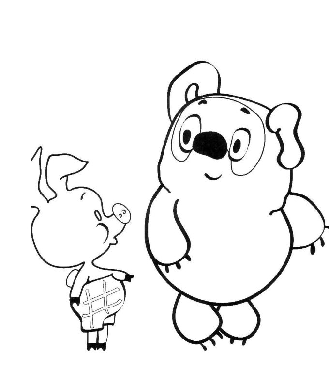 Винни пух и Пятачок раскраска для детей