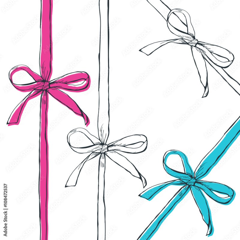 Бант с ленточкой контур