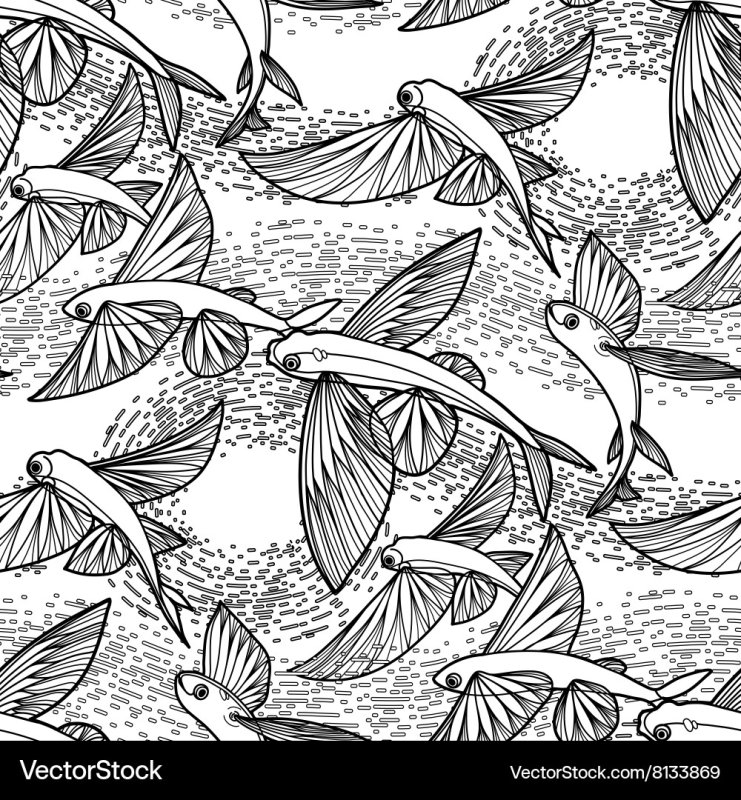 Летающая рыба рисунок