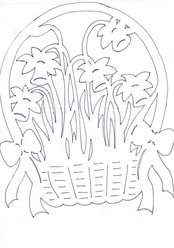 Трафареты на окна корзина цветов