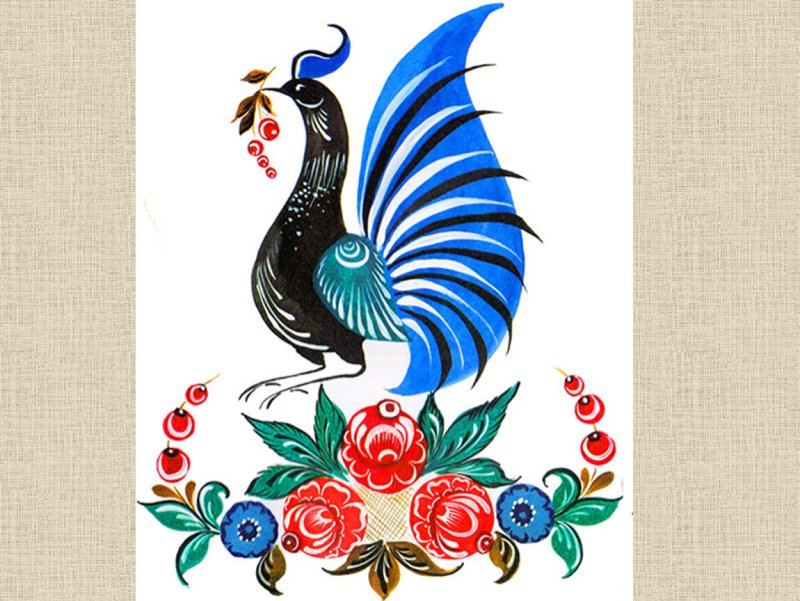 Городецкий фазан роспись