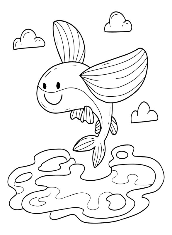 Летучая рыба раскраска для детей