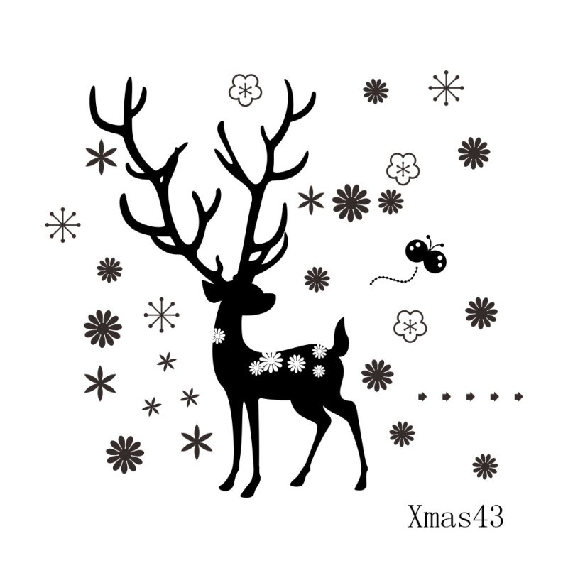 Наклейки на окна новогодние олени