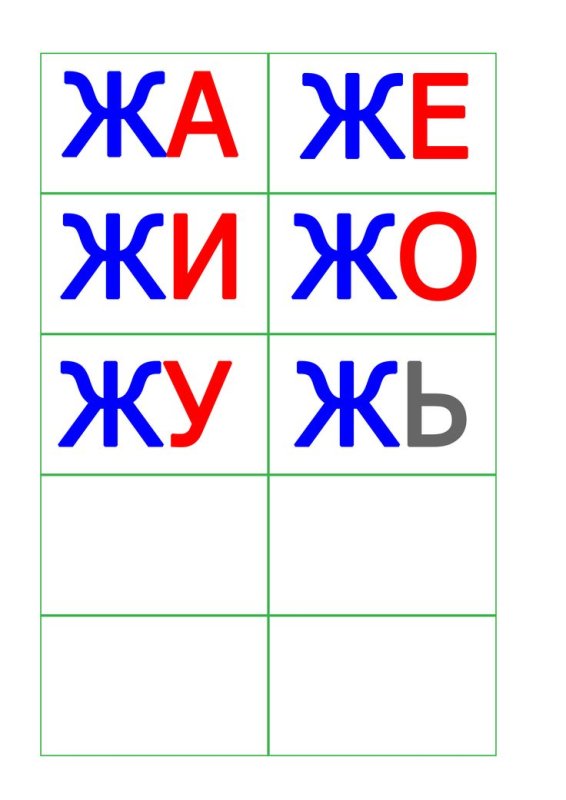 Карточки слоги для дошкольников