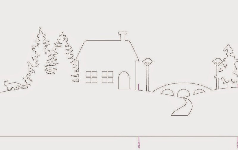 Трафареты на окна новогодние домики