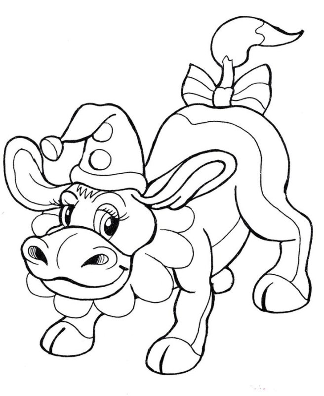 Бычок раскраска для малышей