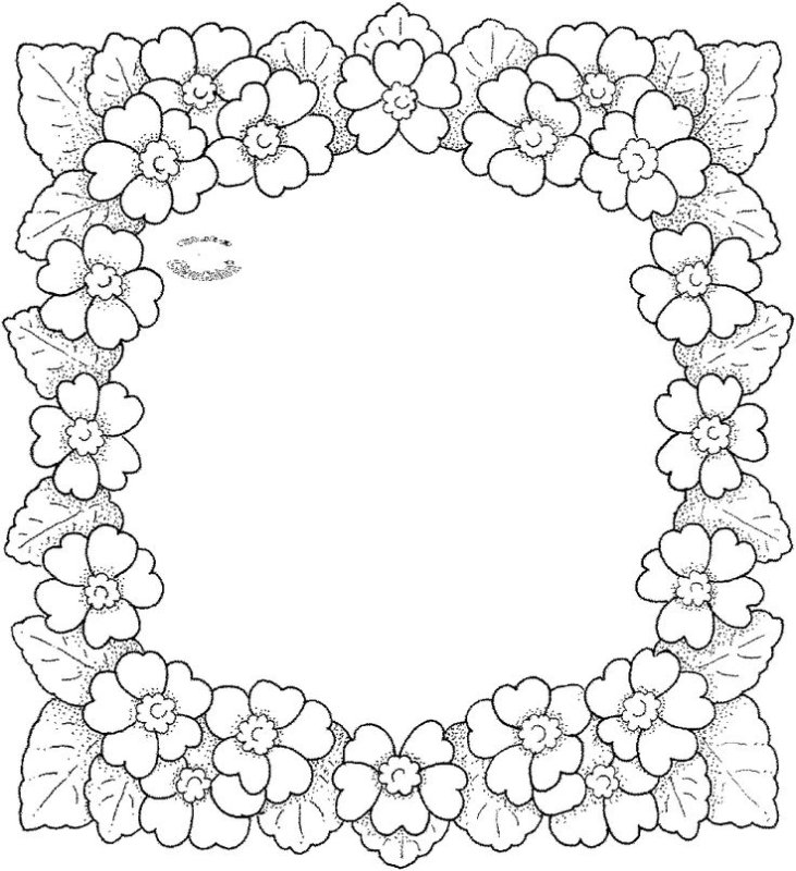 Цветочная рамка раскраска