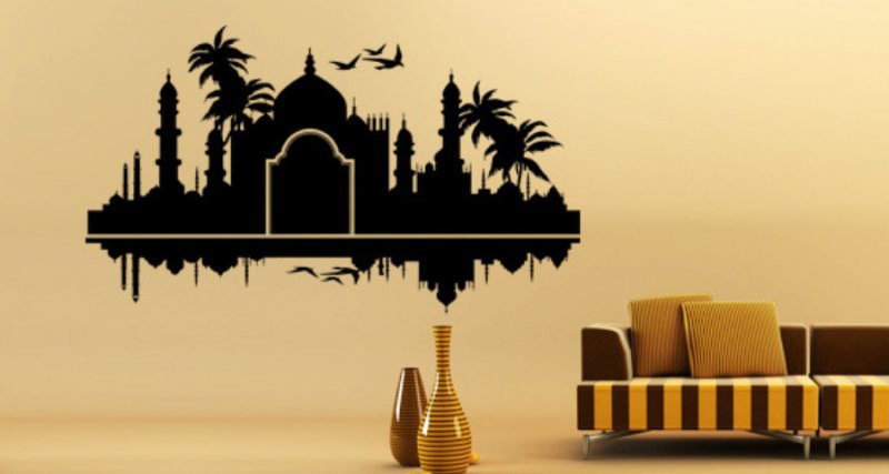 Роспись стен силуэтно в Восточном стиле