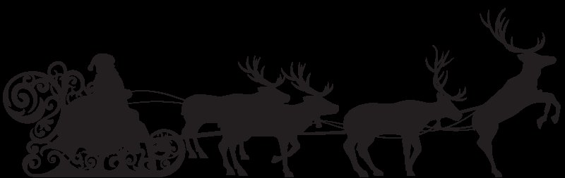 Силуэт Деда Мороза на санях с оленями