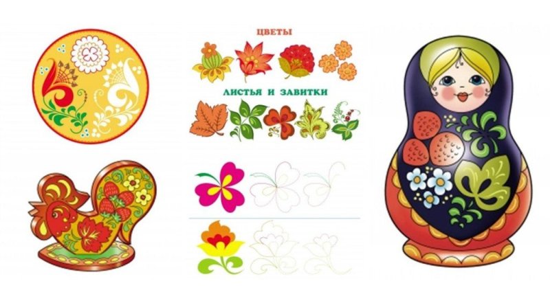 Матрешка в хохломской росписи для детей