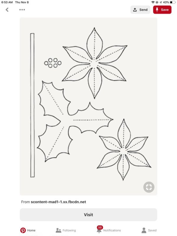 Рождественский цветок трафарет