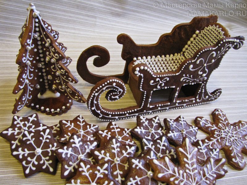 Пряничные сани с оленями
