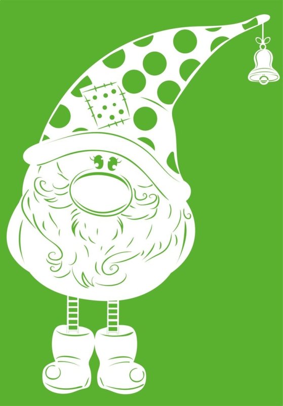 Новогодний гномик трафарет