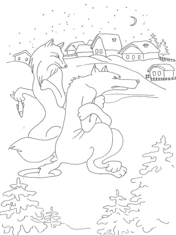 Волк и лиса раскраска