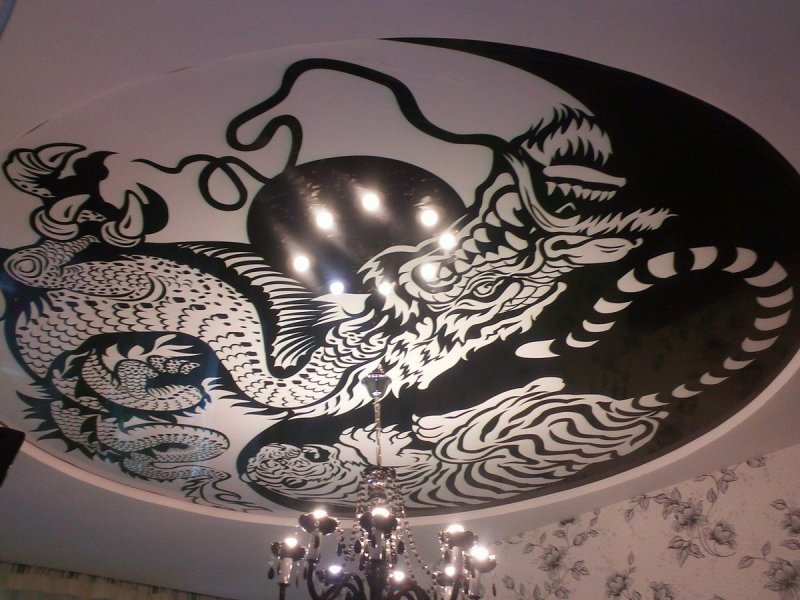 Натяжные потолки с узорами