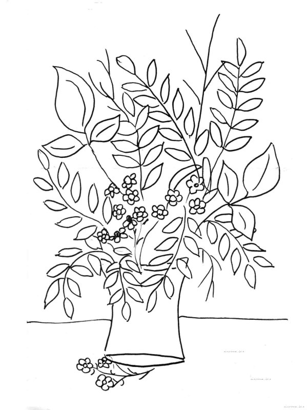 Раскраска осенний букет из листьев