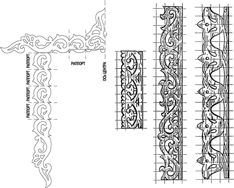 Трафарет резных наличников на окна чертеж 110мм