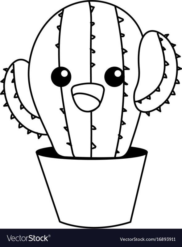 Кактус раскраска для детей