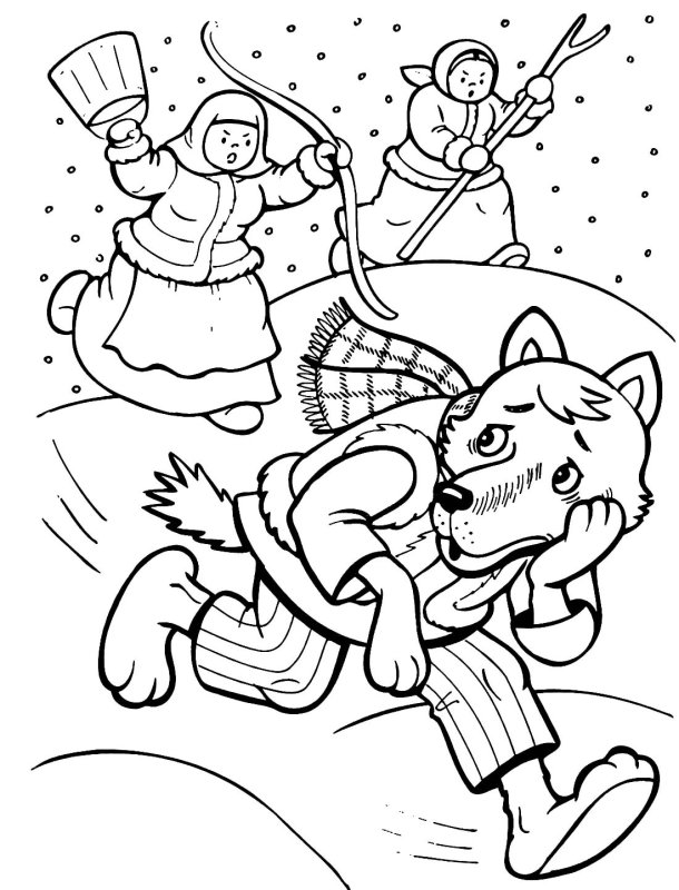 Лисичка сестричка и волк раскраска для детей