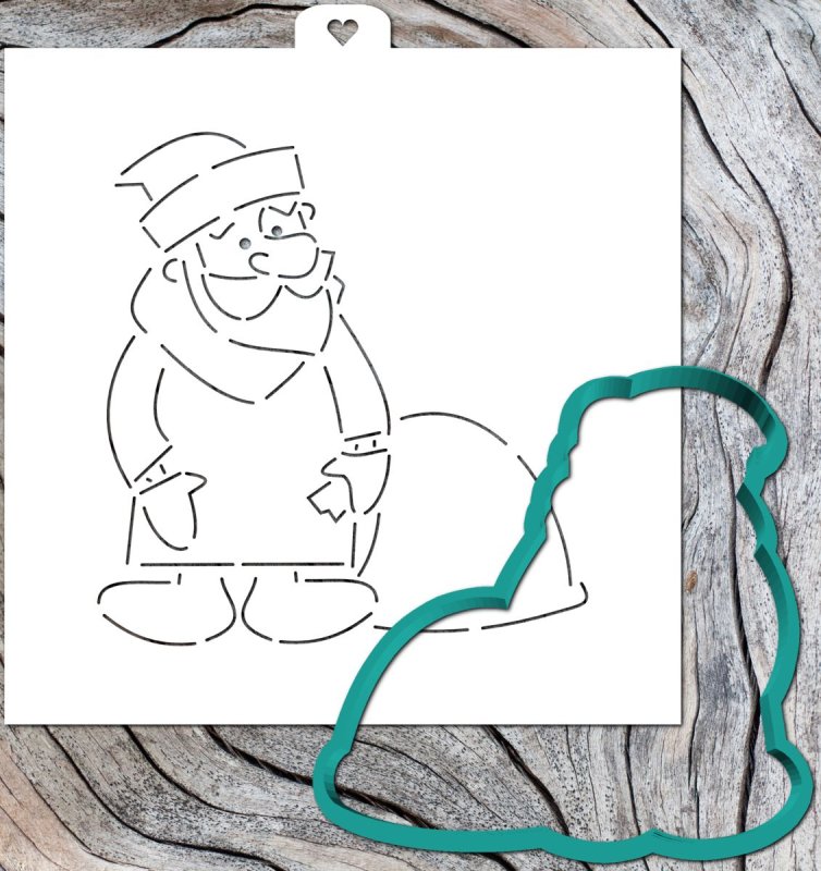 Трафарет пряничного Деда Мороза