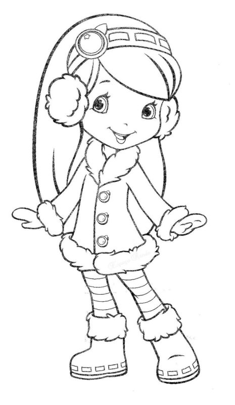 Раскраскаlдевочка в зимней одежде для детей