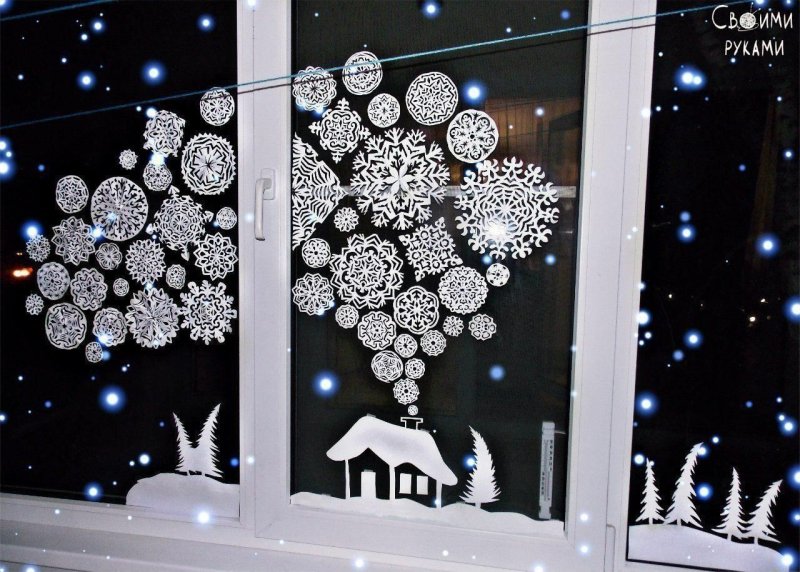 Окна на новый год украшаем