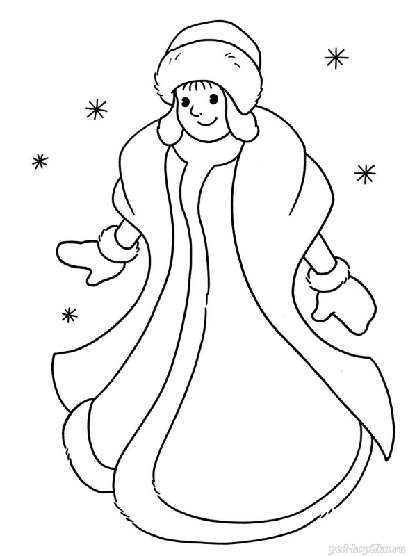 Раскраска новый год Снегурочка