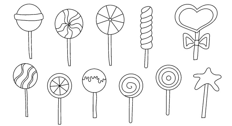 Раскраска леденец на палочке