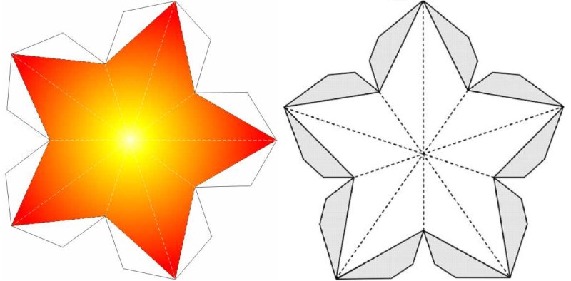 Объемная пятиконечная звезда из картона