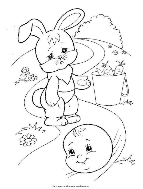 Колобок раскраска для детей