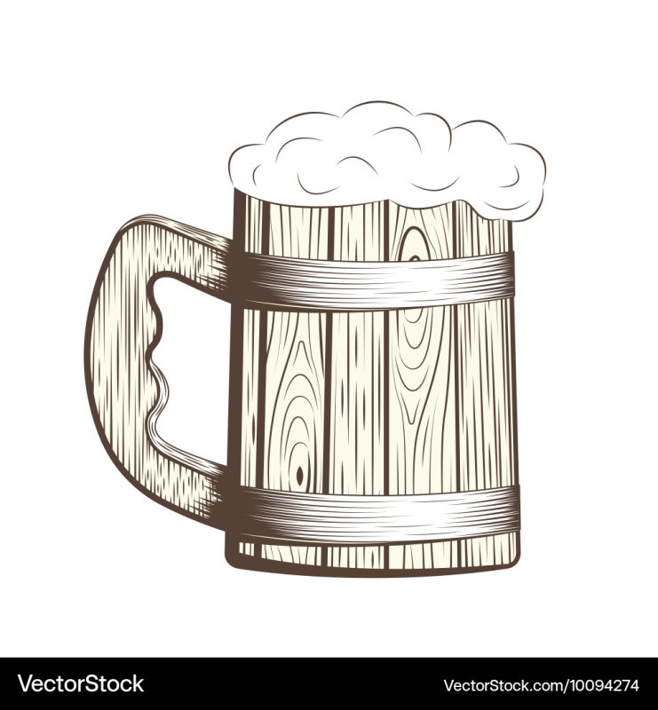 Деревянная пивная Кружка вектор