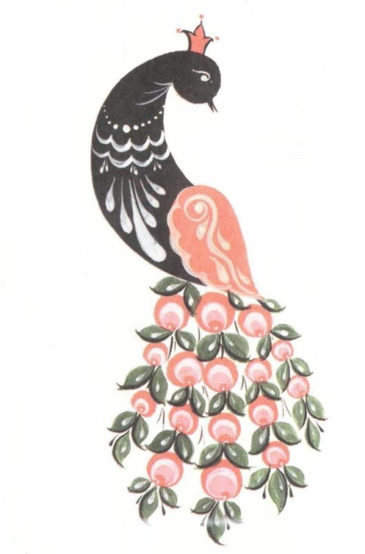 Городецкий фазан роспись