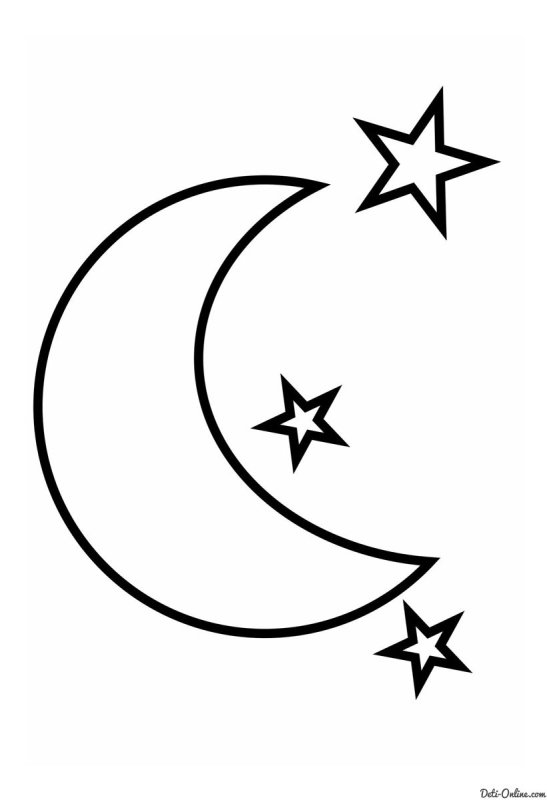 Луна и звезды раскраска