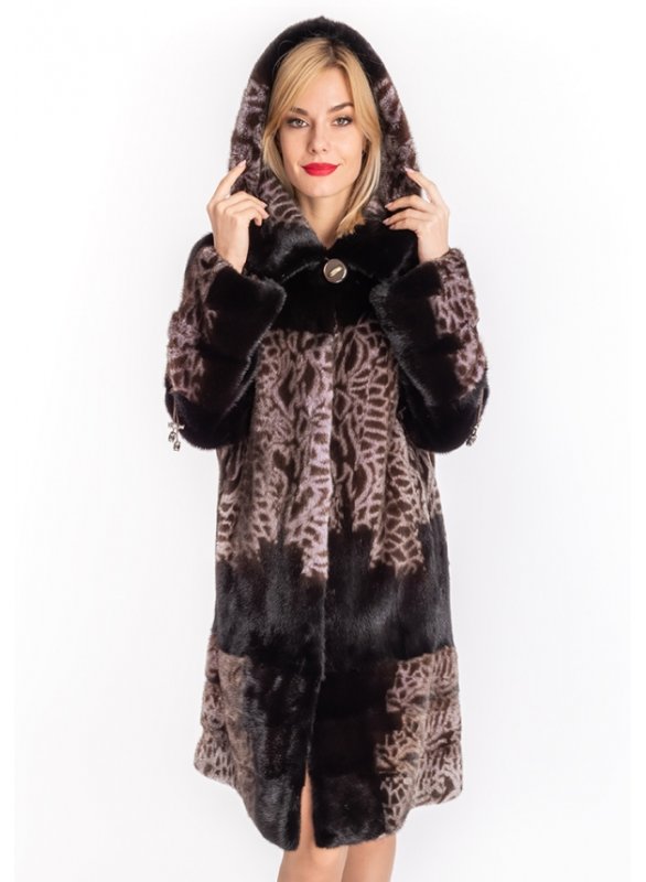 Шуба москвичка из норки с капюшоном