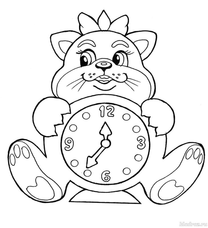 Часы раскраска для детей