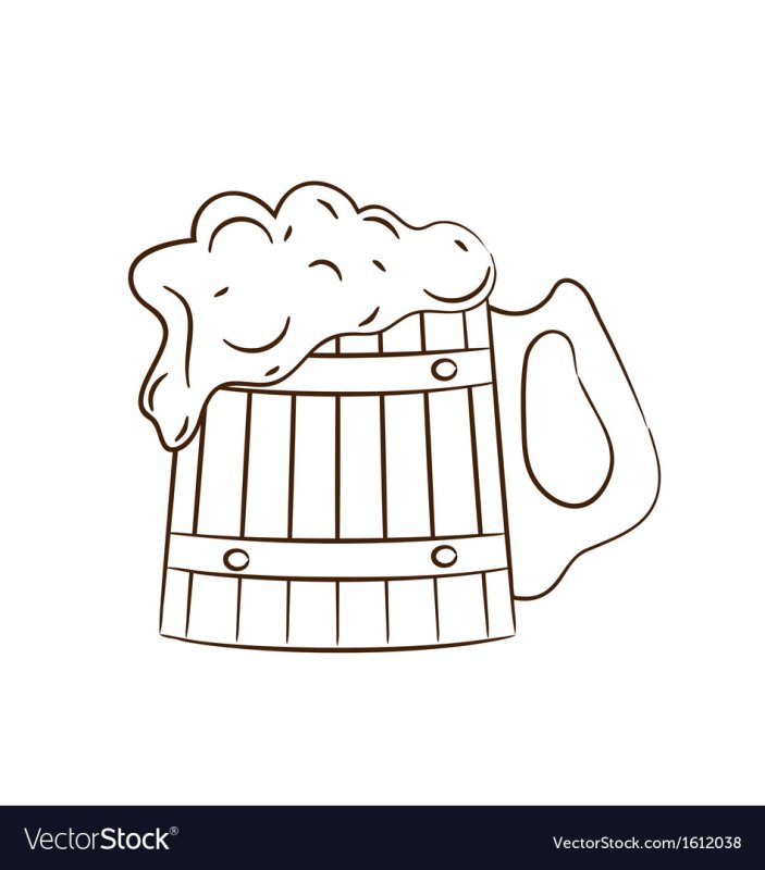 Деревянная пивная Кружка вектор