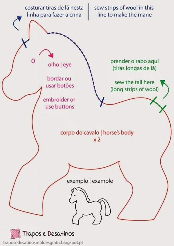 Лошадь выкройка игрушки