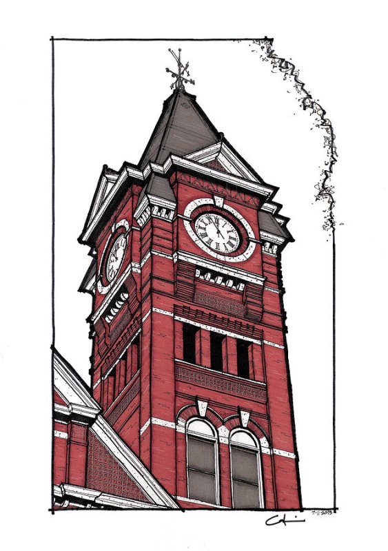 Башня с часами нарисовать