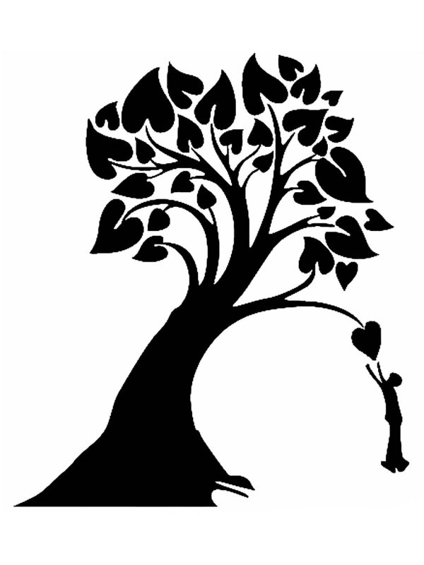 Дерево в круге трафарет