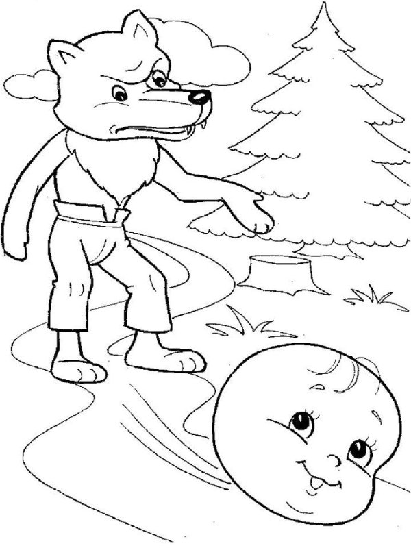 Иллюстрации к сказке Колобок раскраска для детей