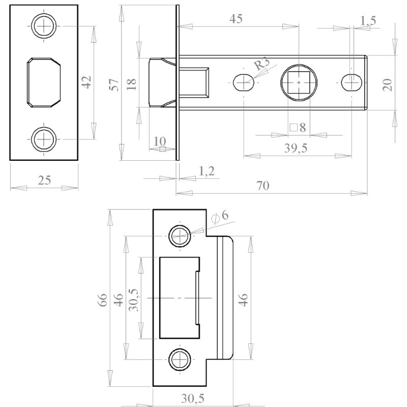 Шаблон для врезки защелки в межкомнатную дверь
