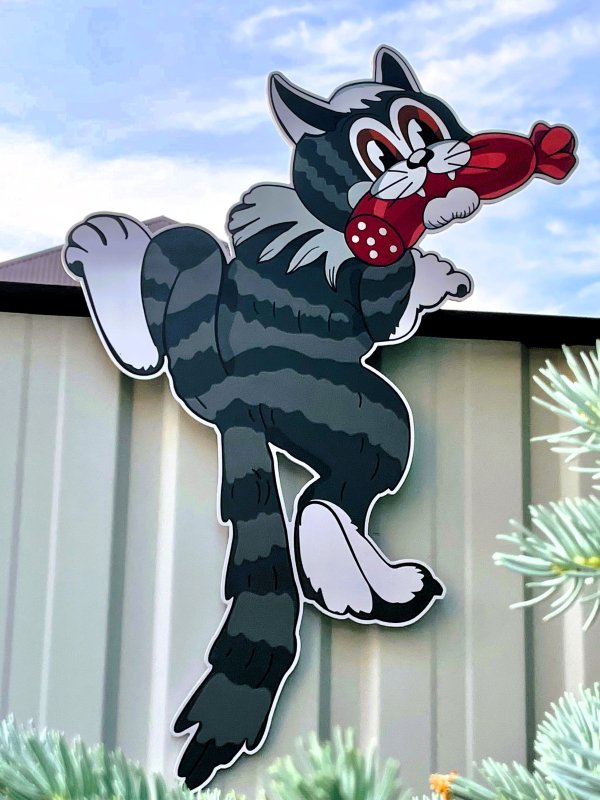 Кот на заборе из фанеры