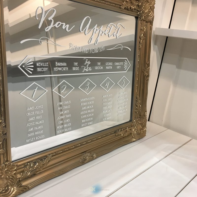 Гравировка на зеркале с подсветкой