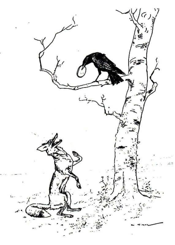 Ворона и лисица раскраска к басне