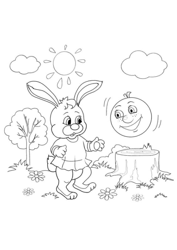 Раскраска для детей по сказке Колобок