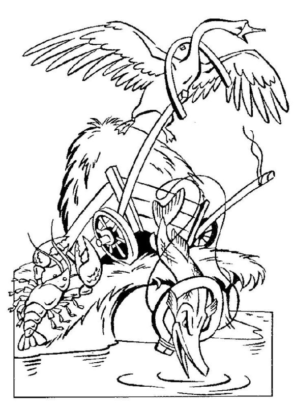 Лебедь, щука и рак. Басни