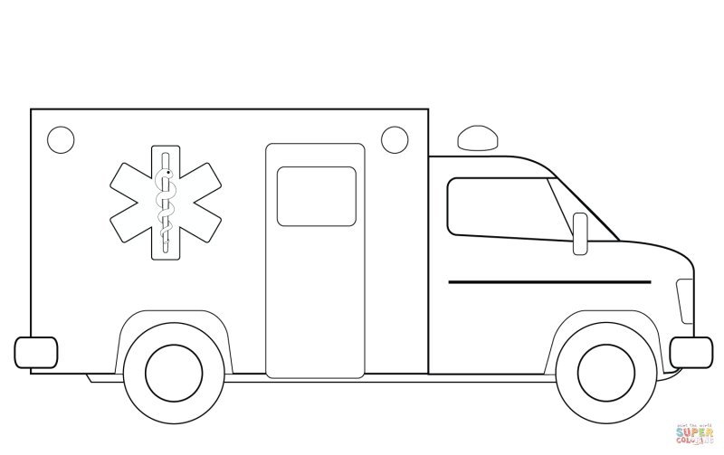 Скорая машина раскраска для малышей
